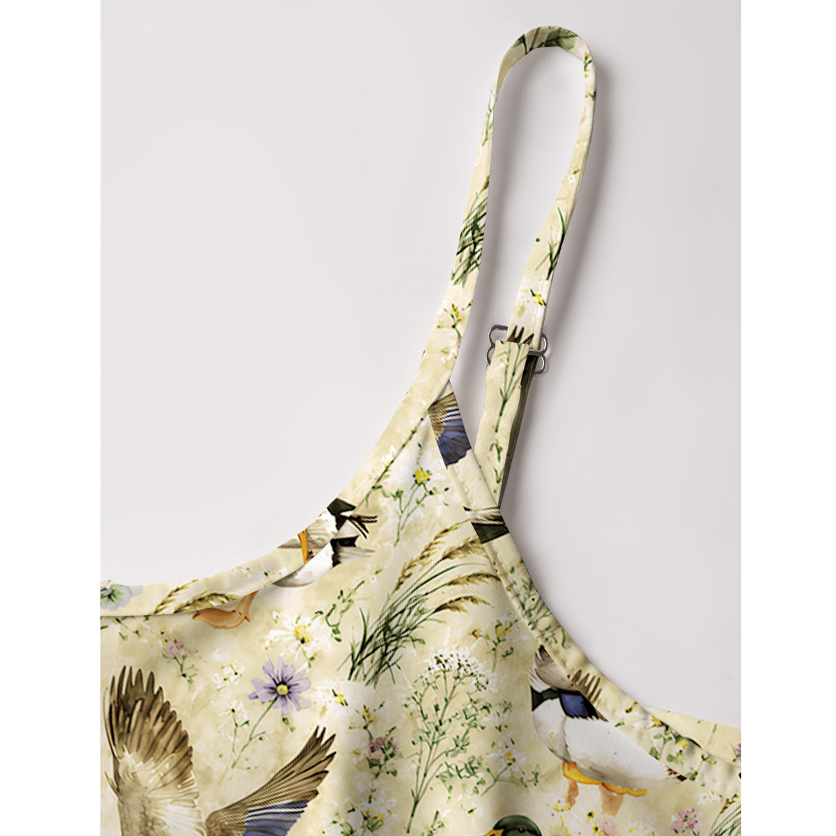 Watercolor Mallard Ducks Print Spaghetti Strap Mini Dress