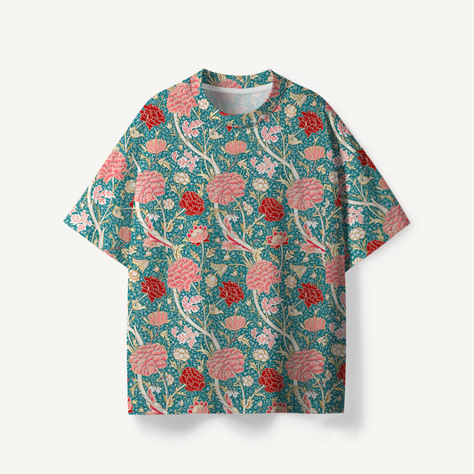 Vintage Peony Lotus Floral print Premium Eco Tee