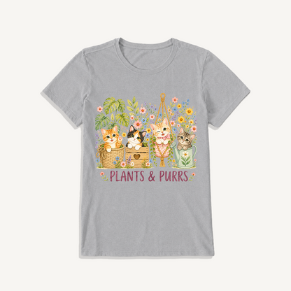 The Purrfect Garden Potters Print Crew Neck Cotton Tee