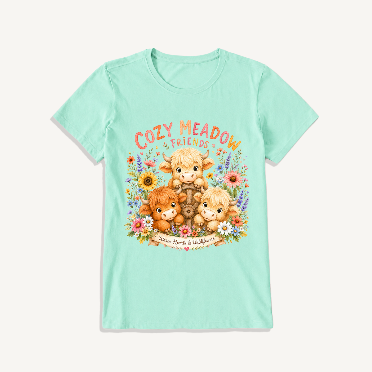 Cozy Meadow Coop Print Crew Neck Cotton Tee