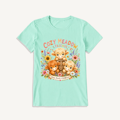 Cozy Meadow Coop Print Crew Neck Cotton Tee