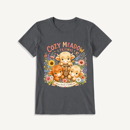 Cozy Meadow Coop Print Crew Neck Cotton Tee