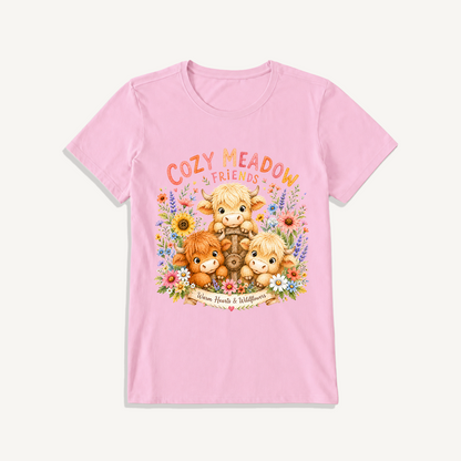 Cozy Meadow Coop Print Crew Neck Cotton Tee
