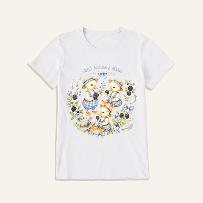 Sweet Berry Ducklings Print Crew Neck Cotton Tee