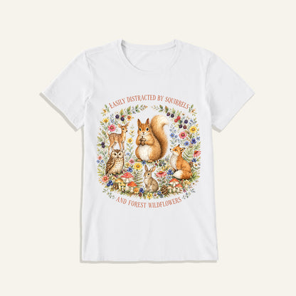 Woodland Wildflower Tales Print Crew Neck Cotton Tee