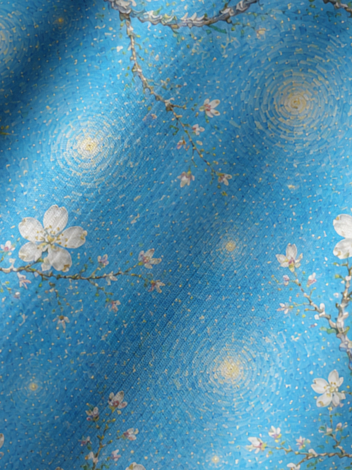 Night Garden Starry Print Boho Long Sleeve Tie‑Neck Blouse