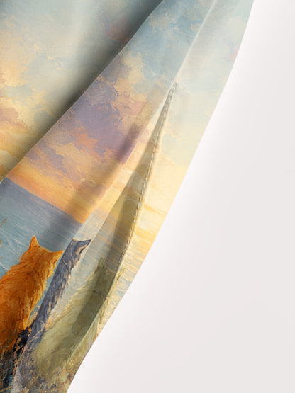 Sunset Cat Garden Art Print Wide Straps Maxi Dress With Pockets