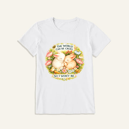 Gentle Bunny Embraces Print Crew Neck Cotton Tee