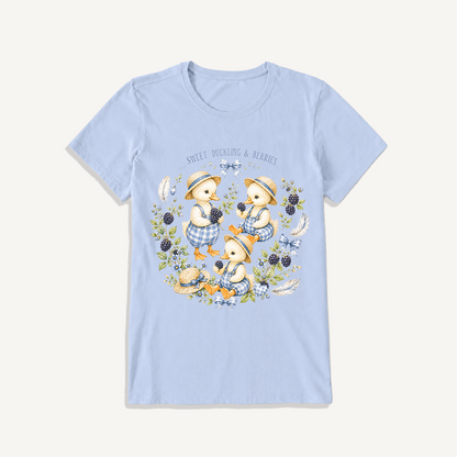 Sweet Berry Ducklings Print Crew Neck Cotton Tee