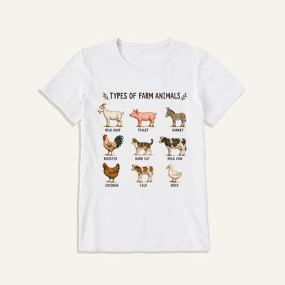 Farm Animal Guide Print Crew Neck Cotton Tee