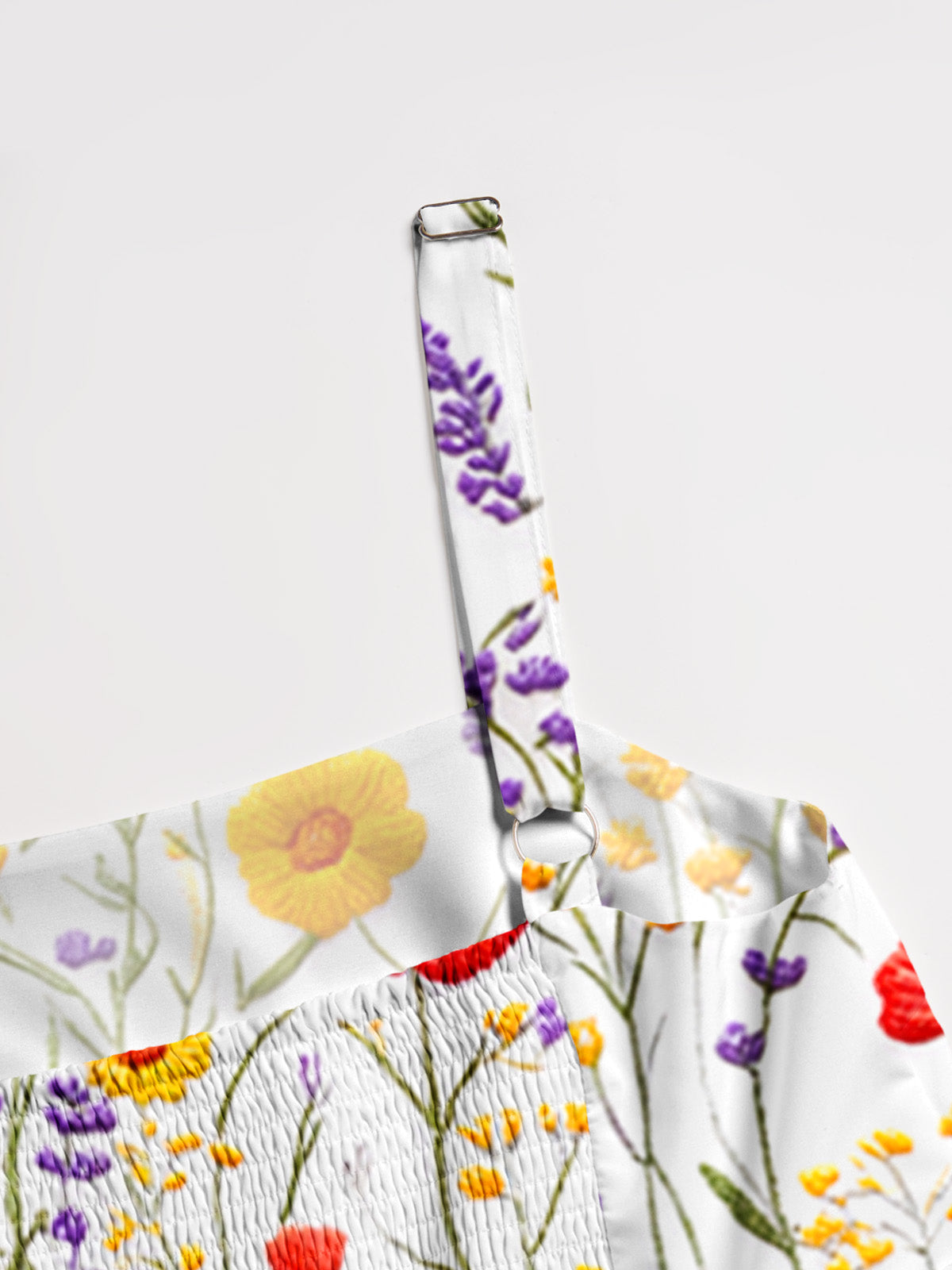Floral Meadow Sunshine Print Wide Straps Maxi Dress With Pockets