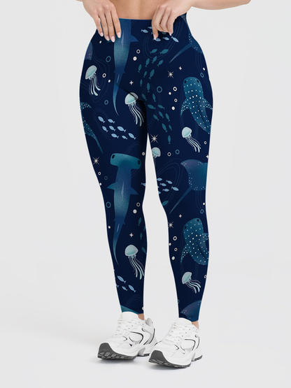 Vintage Whimsical Ocean Creature Leggings