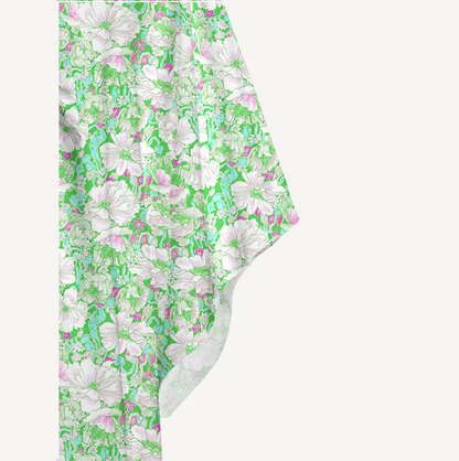 V‑Neck Mint Garden Kimono Sleeve Kaftan Dress
