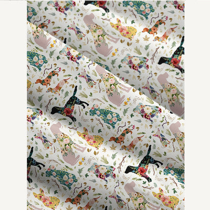 Flower Dog Print Wide Straps Maxi Dress With Pockets