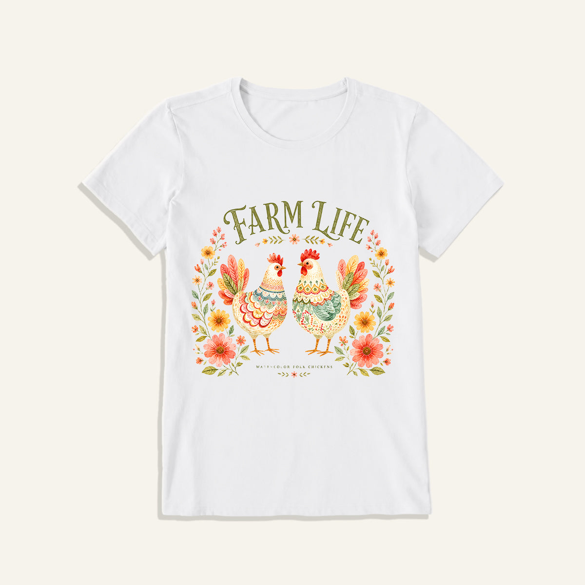 Cozy Farm Life Print Crew Neck Cotton Tee