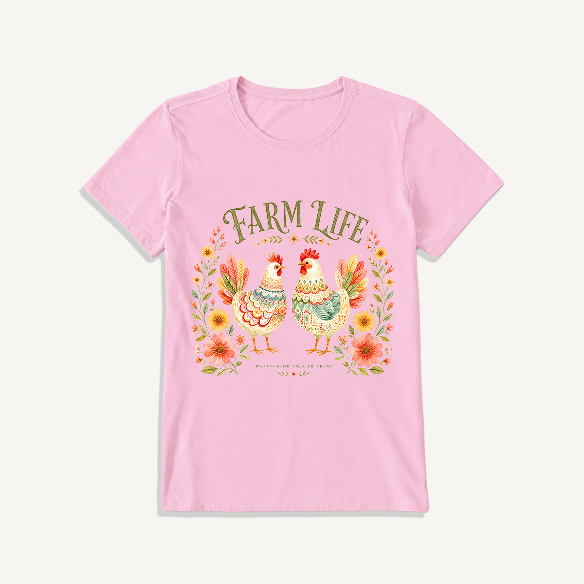 Cozy Farm Life Print Crew Neck Cotton Tee