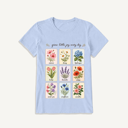 Little Joy Botanical Cards Print Crew Neck Cotton Tee