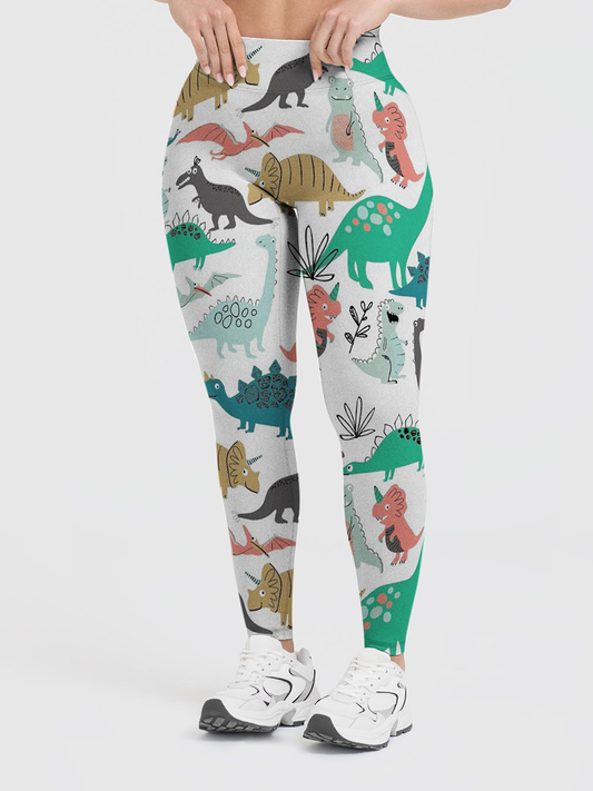 Vintage Playful Pastel Dinosaur Leggings