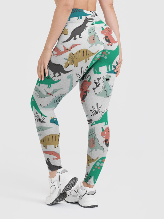 Vintage Playful Pastel Dinosaur Leggings
