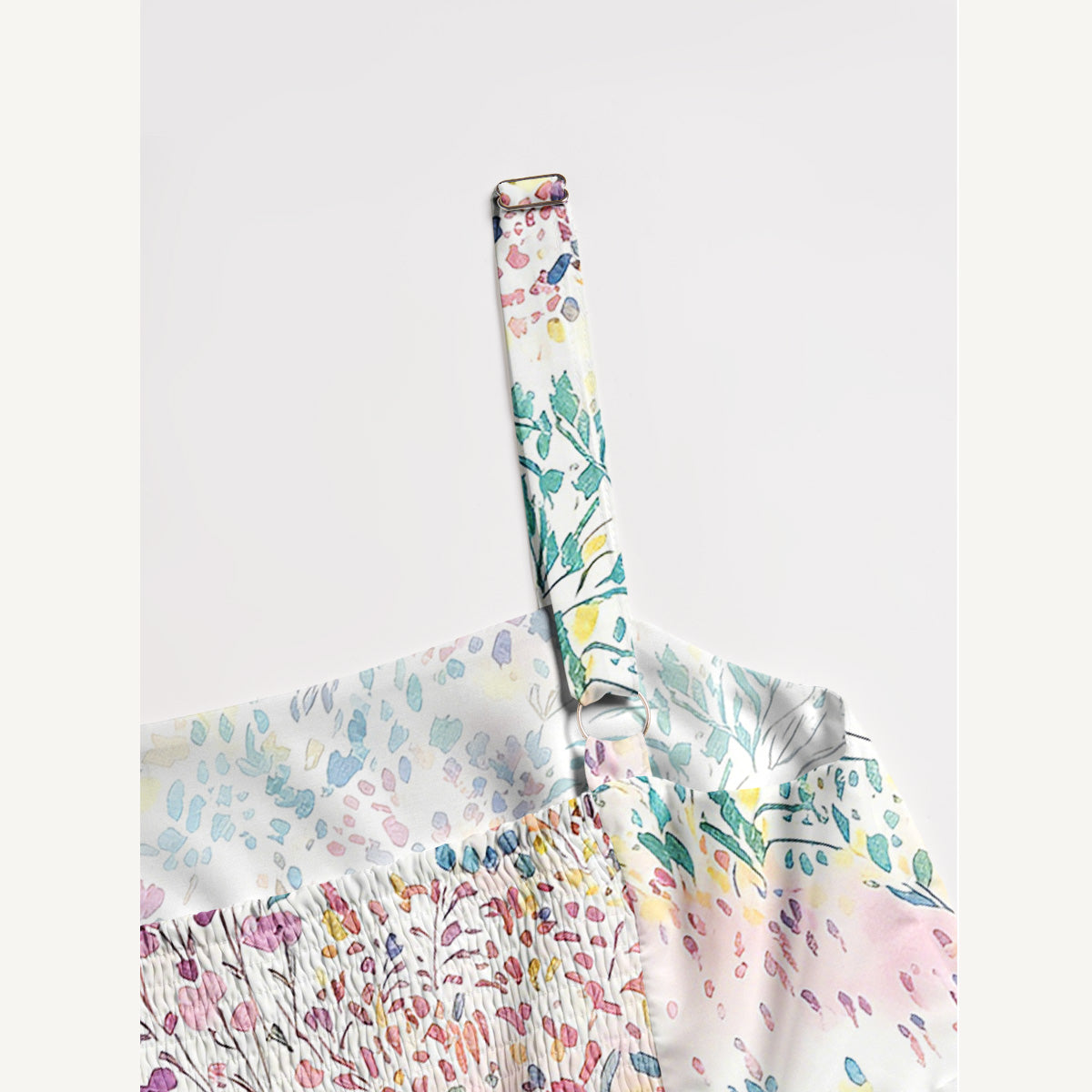Watercolor Meadow Print Wide Straps Maxi Dress With Pockets