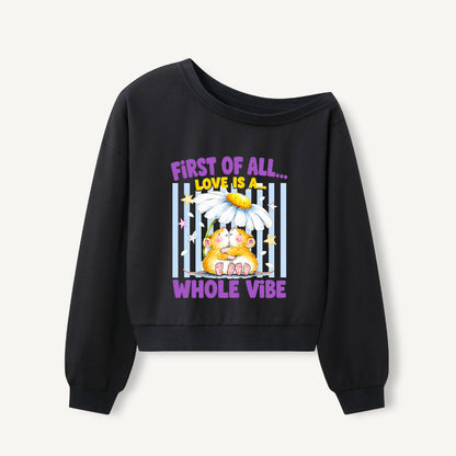 Sweet Little Hugs Print Off Shoulder Sweatshirts