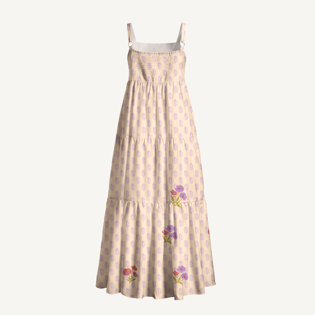 Sweet Blossom Camisole Print Wide Straps Maxi Dress With Pockets