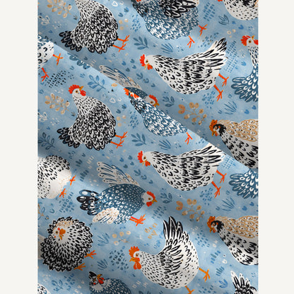 Chickens Blue Print Wide Straps Maxi Dress With Pockets