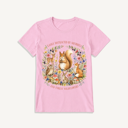 Woodland Wildflower Tales Print Crew Neck Cotton Tee