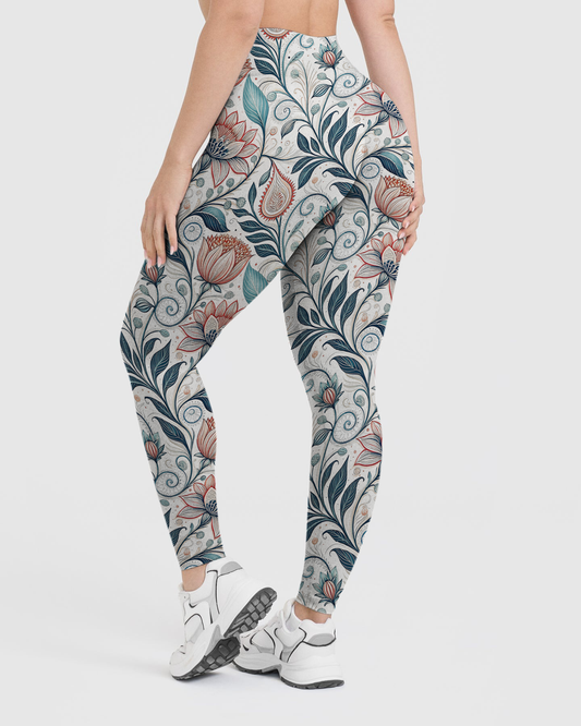 Vintage Floral Swirl Decor Leggings