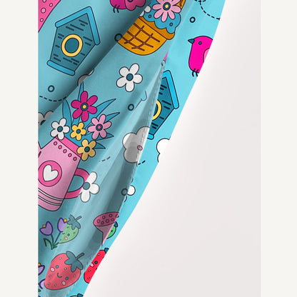 Spring Garden Print Wide Straps Maxi Dress With Pockets