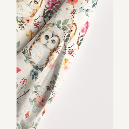 Forest Owls Print Wide Straps Maxi Dress With Pockets