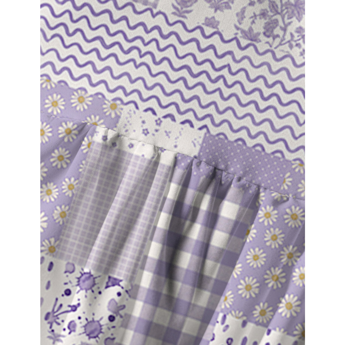 Lavender Field Patchwork Print Spaghetti Strap Mini Dress