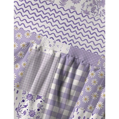 Lavender Field Patchwork Print Spaghetti Strap Mini Dress