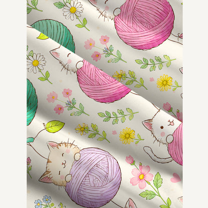 Cat Yarn Ball Print Wide Straps Maxi Dress With Pockets