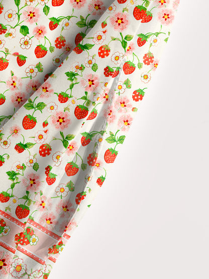 Strawberry Meadow Print Wide Straps Maxi Dress With Pockets