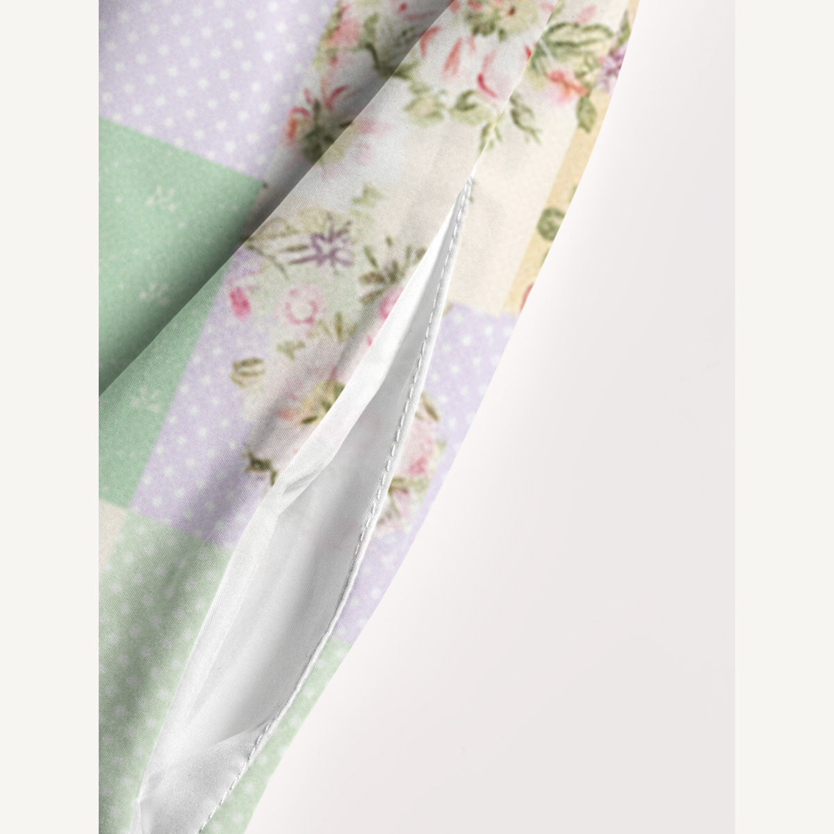 Creamy Garden Patchwork Printed Wide Straps Maxi Dress With Pockets