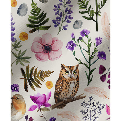 Whimsical Woodland Birds Wildflowers Print Long Pajama Set