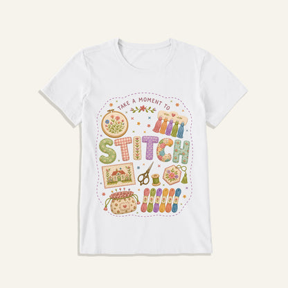 Stitching Elements Print Crew Neck Cotton Tee
