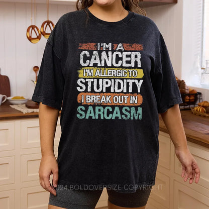 Vintage I'M Allergic To Stupidity Washed T-Shirt