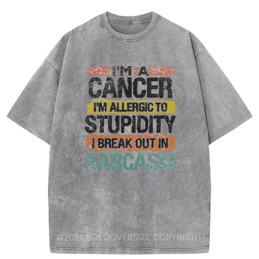Vintage I'M Allergic To Stupidity Washed T-Shirt