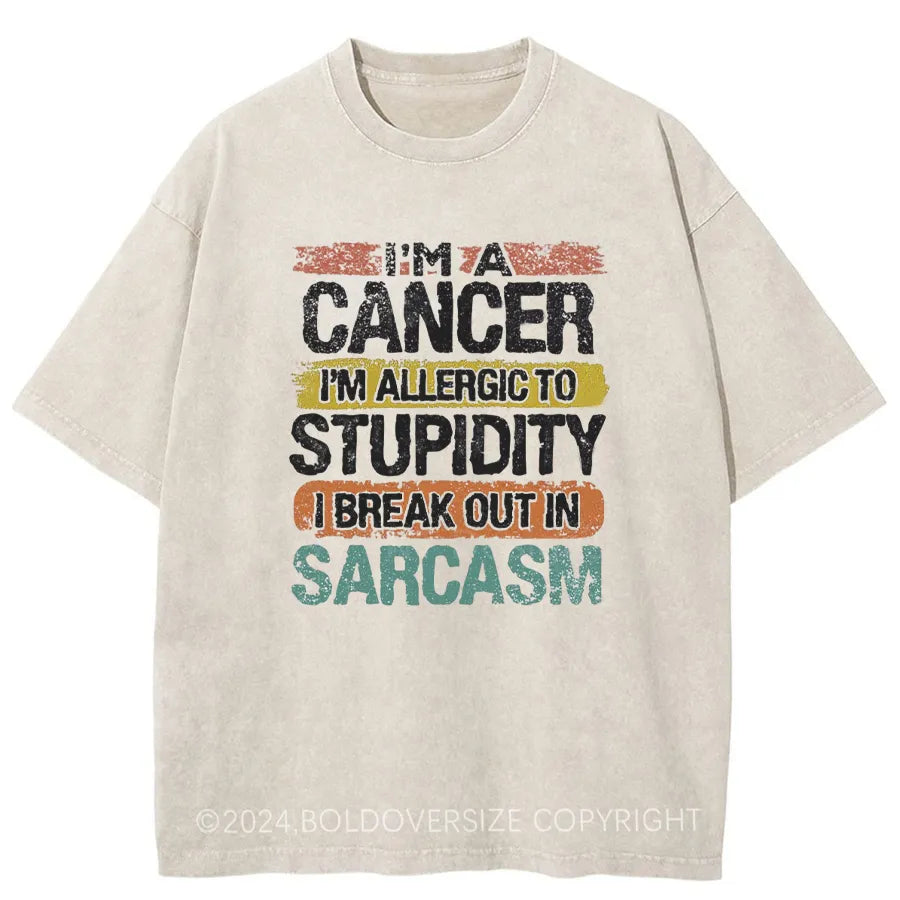 Vintage I'M Allergic To Stupidity Washed T-Shirt