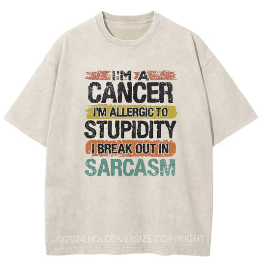 Vintage I'M Allergic To Stupidity Washed T-Shirt