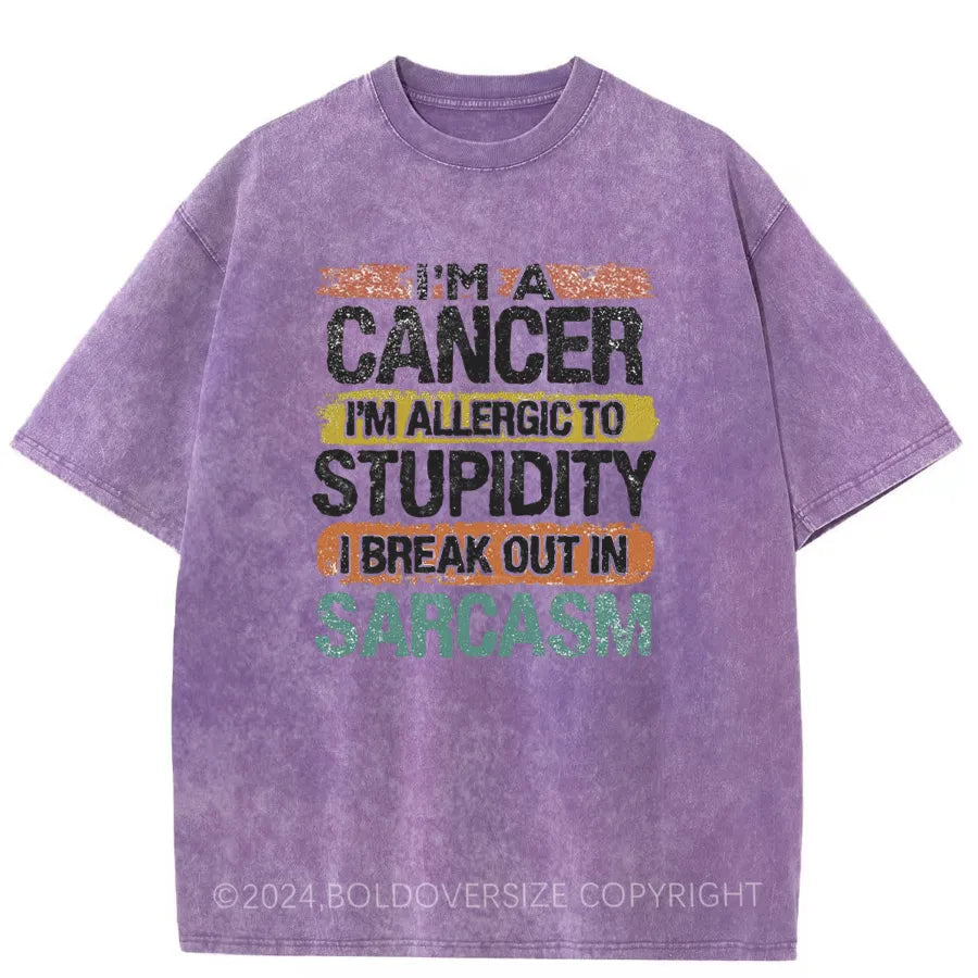 Vintage I'M Allergic To Stupidity Washed T-Shirt