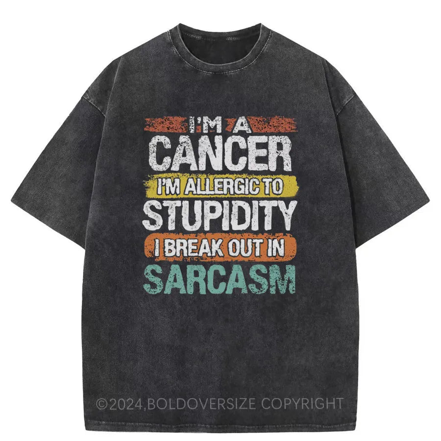 Vintage I'M Allergic To Stupidity Washed T-Shirt
