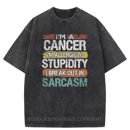 Vintage I'M Allergic To Stupidity Washed T-Shirt