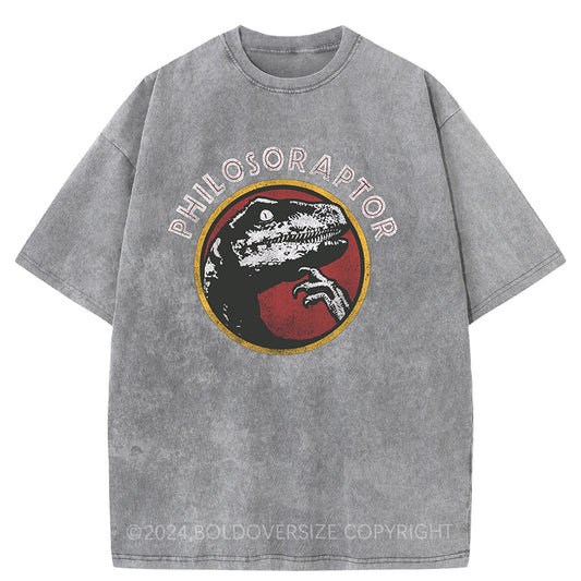 Vintage Deep Thinker Philosoraptor Dinosaur Washed T-Shirt