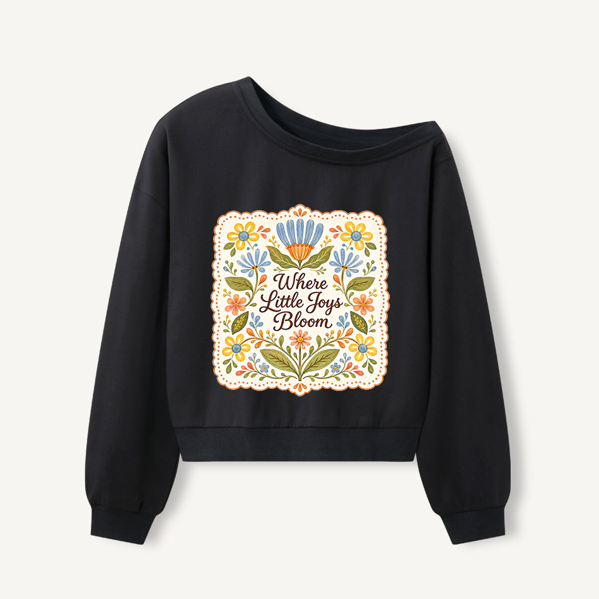 Joys in Bloom Print Off Shoulder Sweatshirts