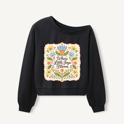 Joys in Bloom Print Off Shoulder Sweatshirts