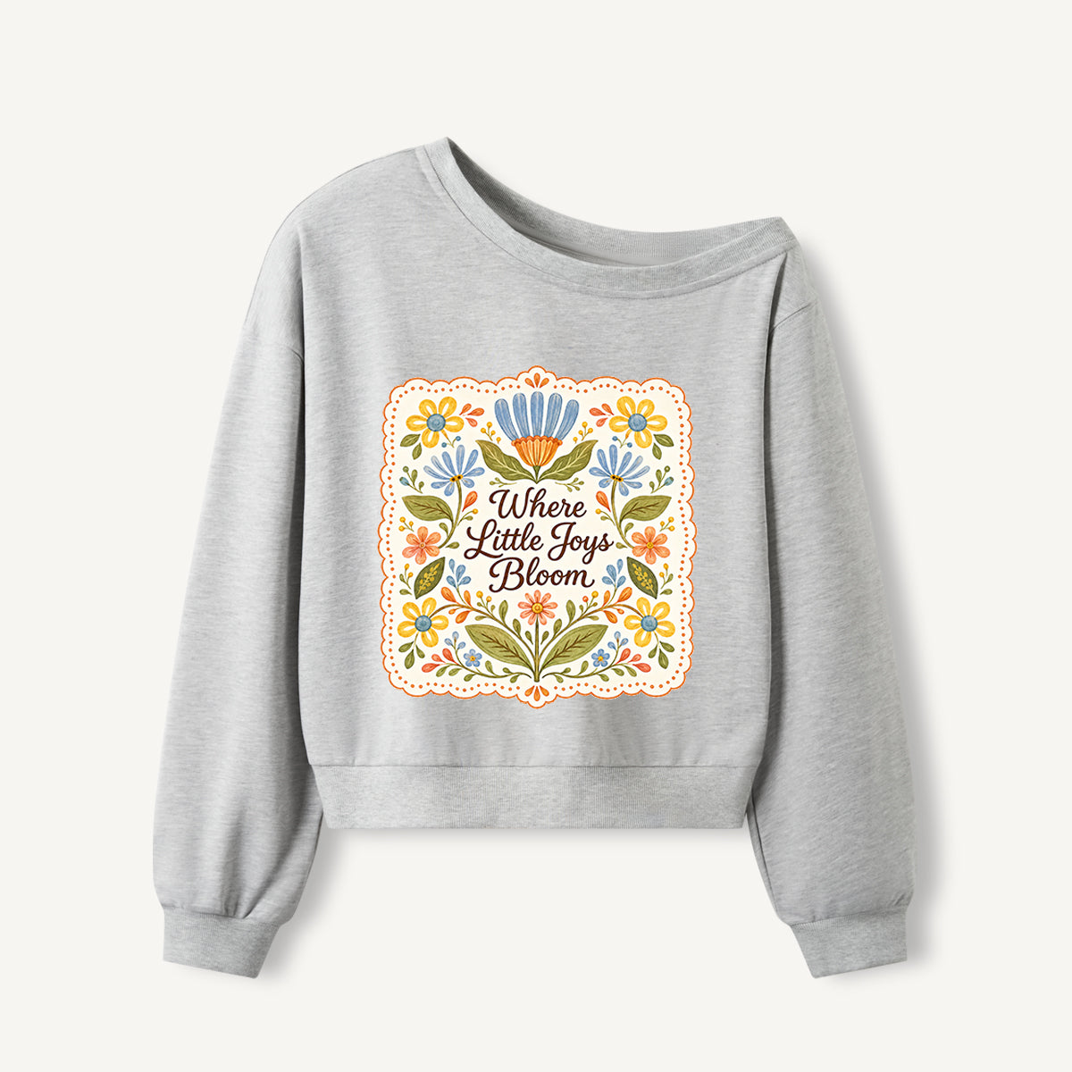 Joys in Bloom Print Off Shoulder Sweatshirts