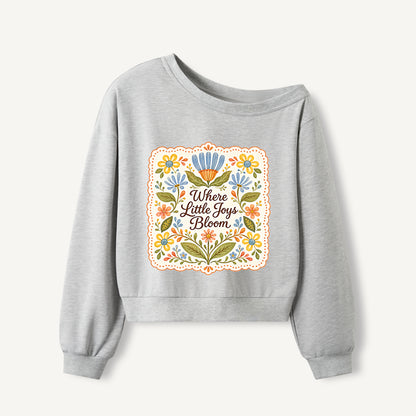 Joys in Bloom Print Off Shoulder Sweatshirts